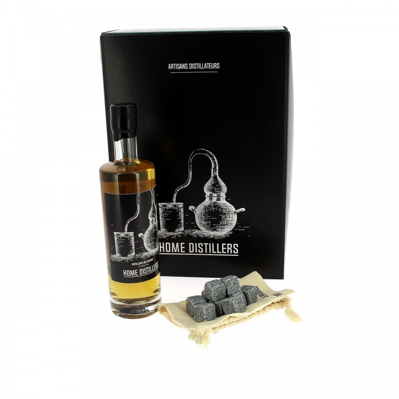 Coffret Malt et Pierre à whisky proposé par la Disitillerie des Bueghes